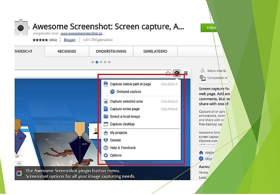 Met de gratis Chrome extensie Awesome Screenshot maak je snel een schermafdruk van lange webpagina